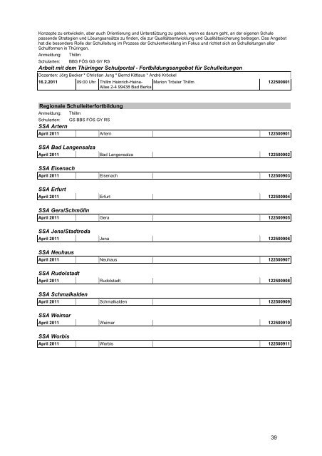 Veranstaltungskatalog 2011 - Thüringer Schulportal