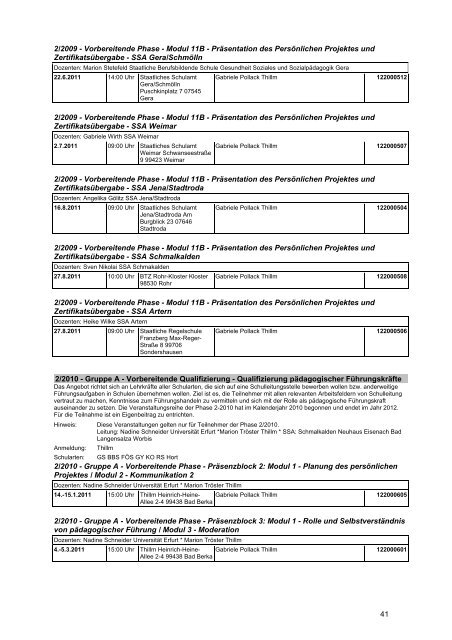 Veranstaltungskatalog 2011 - Thüringer Schulportal