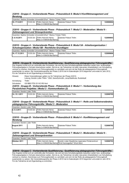 Veranstaltungskatalog 2011 - Thüringer Schulportal