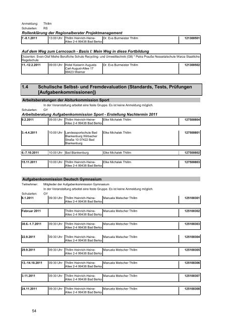 Veranstaltungskatalog 2011 - Thüringer Schulportal