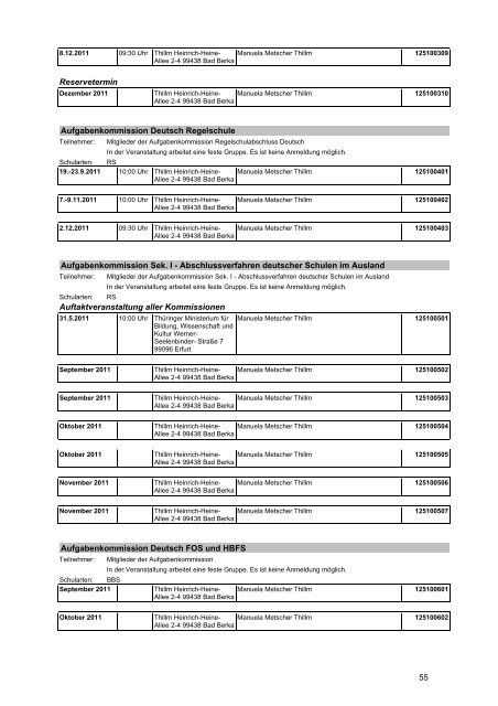 Veranstaltungskatalog 2011 - Thüringer Schulportal