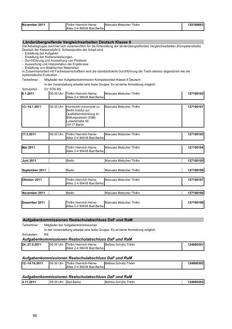 Veranstaltungskatalog 2011 - Thüringer Schulportal