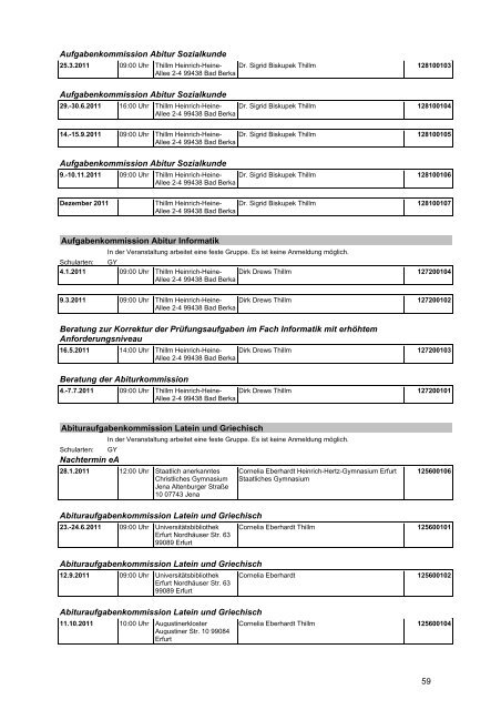 Veranstaltungskatalog 2011 - Thüringer Schulportal