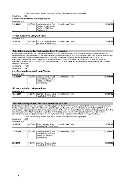 Veranstaltungskatalog 2011 - Thüringer Schulportal