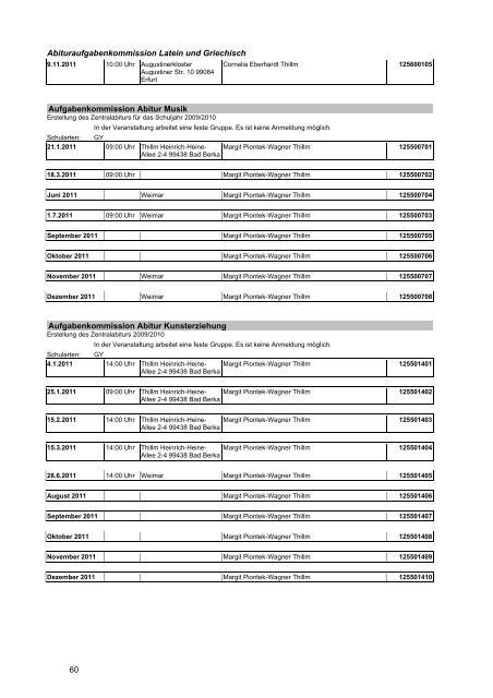 Veranstaltungskatalog 2011 - Thüringer Schulportal