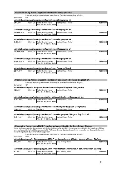 Veranstaltungskatalog 2011 - Thüringer Schulportal