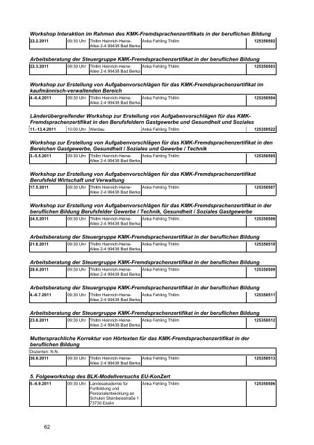 Veranstaltungskatalog 2011 - Thüringer Schulportal