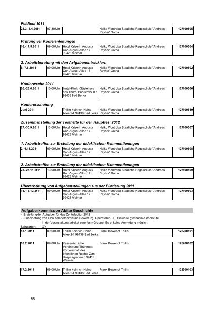 Veranstaltungskatalog 2011 - Thüringer Schulportal