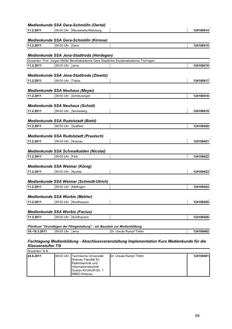 Veranstaltungskatalog 2011 - Thüringer Schulportal