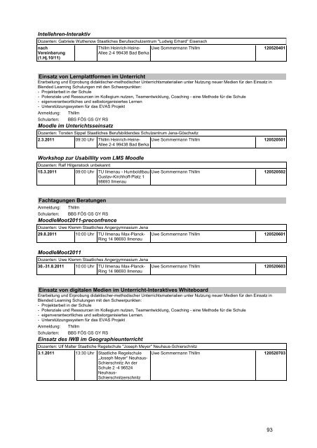 Veranstaltungskatalog 2011 - Thüringer Schulportal