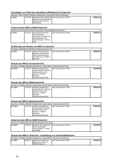 Veranstaltungskatalog 2011 - Thüringer Schulportal