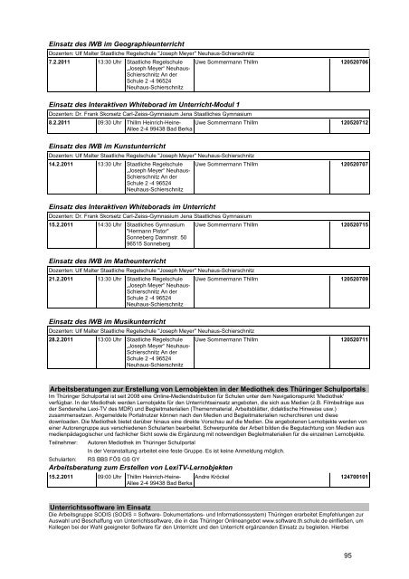 Veranstaltungskatalog 2011 - Thüringer Schulportal