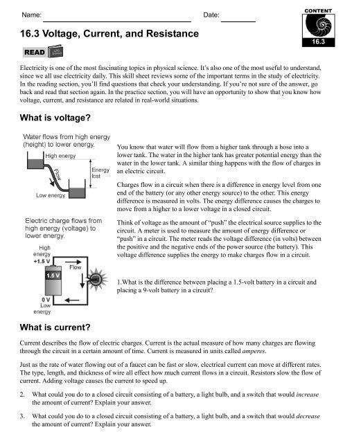 16.3 Voltage, Current, and Resistance - CPO Science