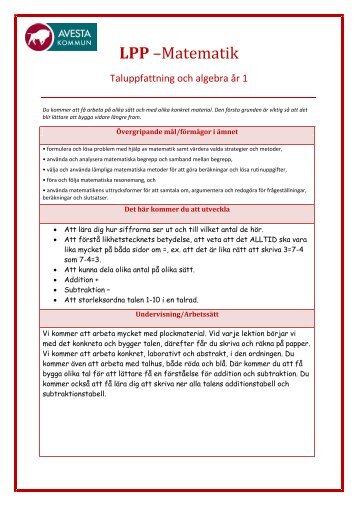 LPP-Taluppfattning och algebra - Avesta