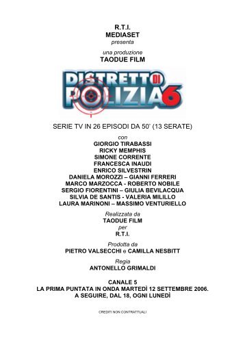 Cartella Stampa Distretto di polizia 6 - Mediaset.it