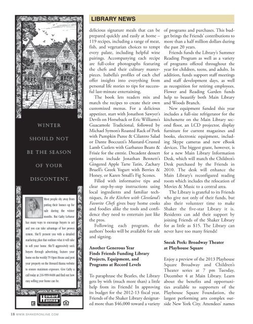 THE VISION ISSUE - City of Shaker Heights