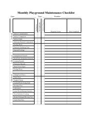 Monthly Playground Maintenance Checklist - Recreation PEI