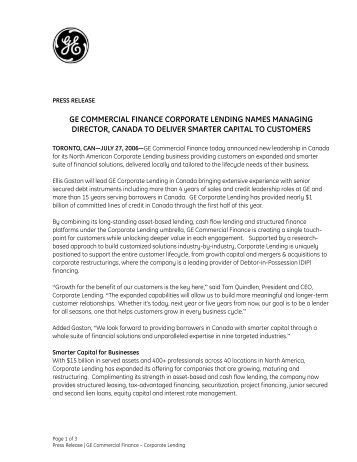 PRESS RELEASE - GE Capital Americas