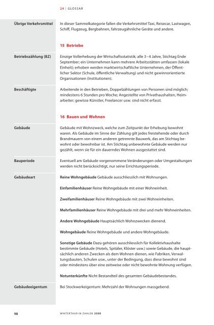 Winterthur in Zahlen 2008 - Stadtentwicklung - Winterthur