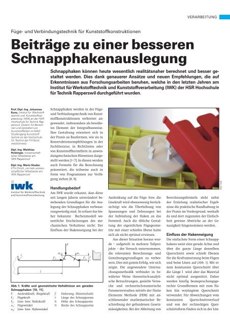 0711 Schnapphakenauslegung - IWK - HSR Hochschule fÃ¼r Technik ...
