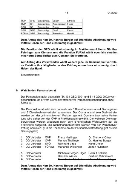 Gemeinderatssitzung vom 06.11.2009 (106 KB ... - Windischgarsten