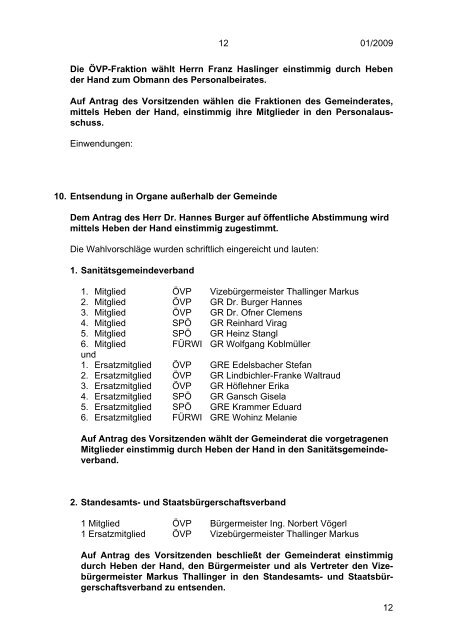 Gemeinderatssitzung vom 06.11.2009 (106 KB ... - Windischgarsten