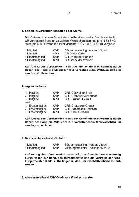 Gemeinderatssitzung vom 06.11.2009 (106 KB ... - Windischgarsten