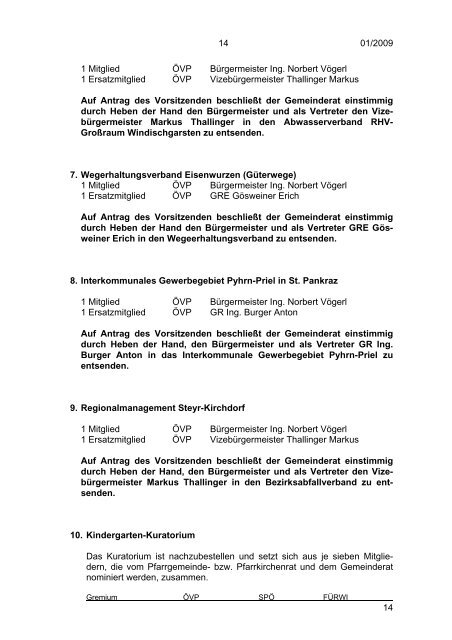 Gemeinderatssitzung vom 06.11.2009 (106 KB ... - Windischgarsten