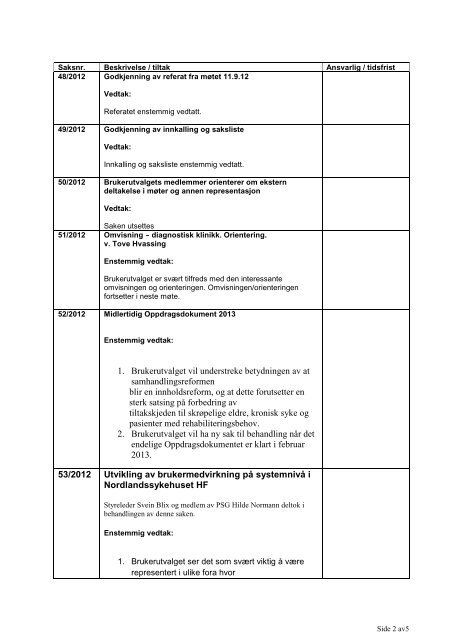 Styresak 75-2012 Referatsaker til styret - Nordlandssykehuset