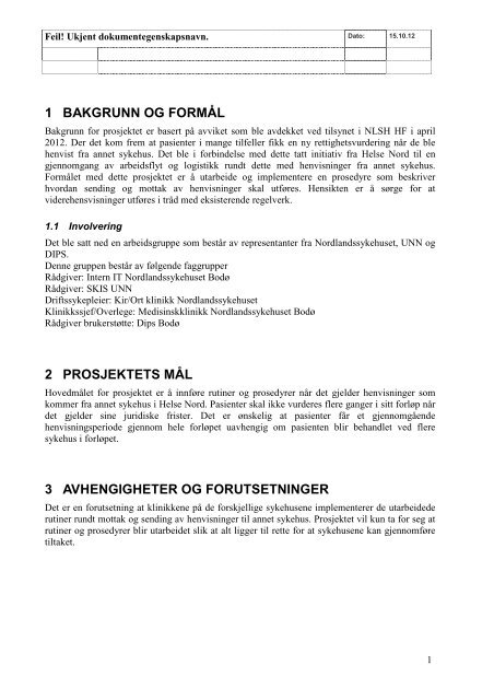 Styresak 75-2012 Referatsaker til styret - Nordlandssykehuset