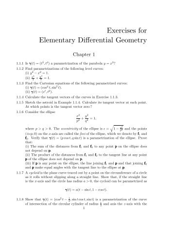 Exercises for Elementary Differential Geometry - Springer