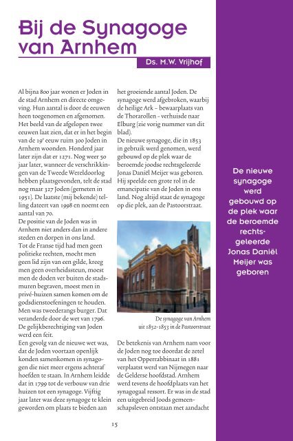 Bij de Synagoge van Arnhem - Kerk en IsraÃ«l