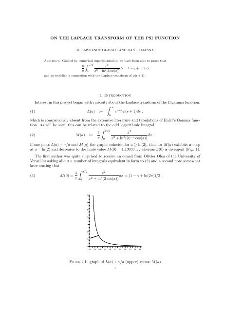 The Laplace transform of the psi function - DocServer
