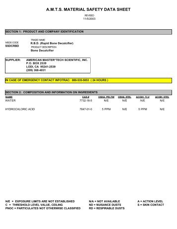 amts material safety data sheet - Southland Medical Corporation