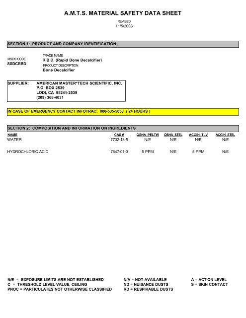 amts material safety data sheet - Southland Medical Corporation