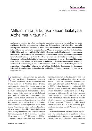 Milloin, mitä ja kuinka kauan lääkitystä Alzheimerin ... - Duodecim