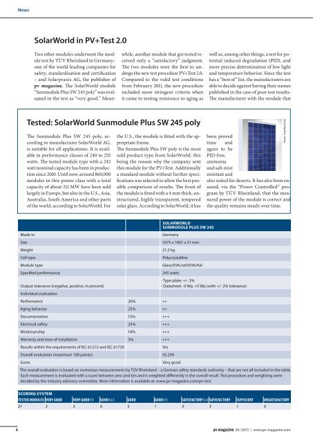 Tested: SolarWorld Sunmodule Plus SW 245 poly ... - PV Magazine