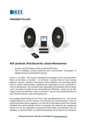 KEF picoforte: iPod-Sound für urbane Wohnzimmer - GP Acoustics