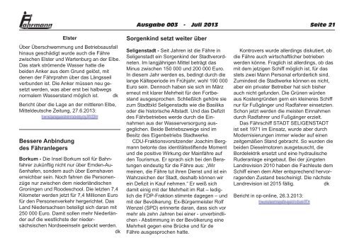 Ausgabe 3 Juli 2013 - Arbeitsgemeinschaft Binnenfähren in ...