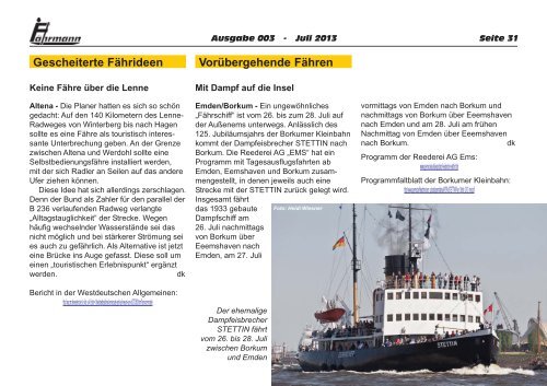 Ausgabe 3 Juli 2013 - Arbeitsgemeinschaft Binnenfähren in ...