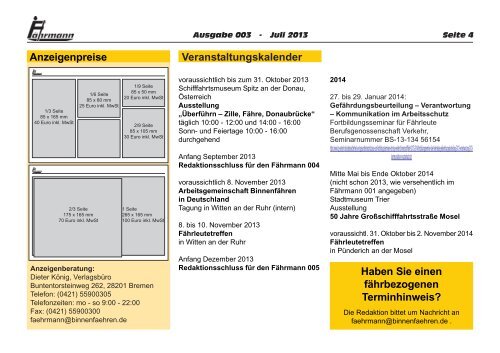 Ausgabe 3 Juli 2013 - Arbeitsgemeinschaft Binnenfähren in ...