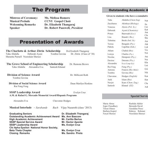 28th Annual Awards Ceremony Program (May 2010)