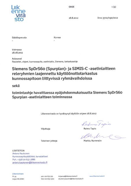 Siemens SpDrS60 (Spurplan)- ja SIMIS-C ... - Liikennevirasto