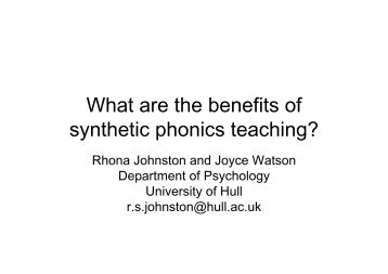 What are the benefits of What are the benefits of synthetic phonics ...