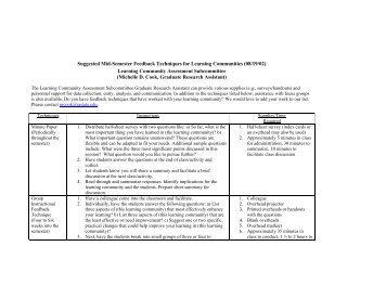 Mid-semester Feedback Techniques (pdf) - Learning Communities