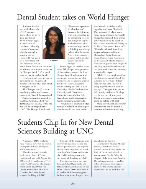 Spring 2007 - UNC School of Dentistry - The University of North ...