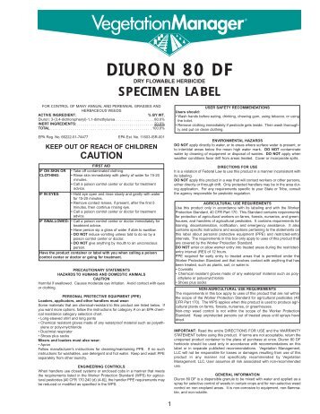 DIURON 80 DF Specimen Label