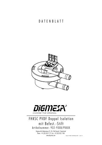 FHKSC PVDF Doppel Isolation mit Befest.-Stift - Digmesa