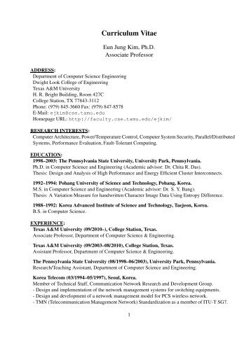 CV (pdf) - TAMU Computer Science Faculty Pages - Texas A&M ...