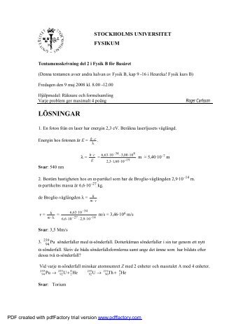 LÃƒÂ–SNINGAR - Fysikum